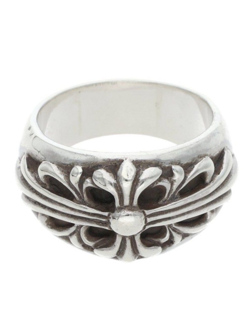 Chrome Hearts Flrl Cross Floral Silver Ring